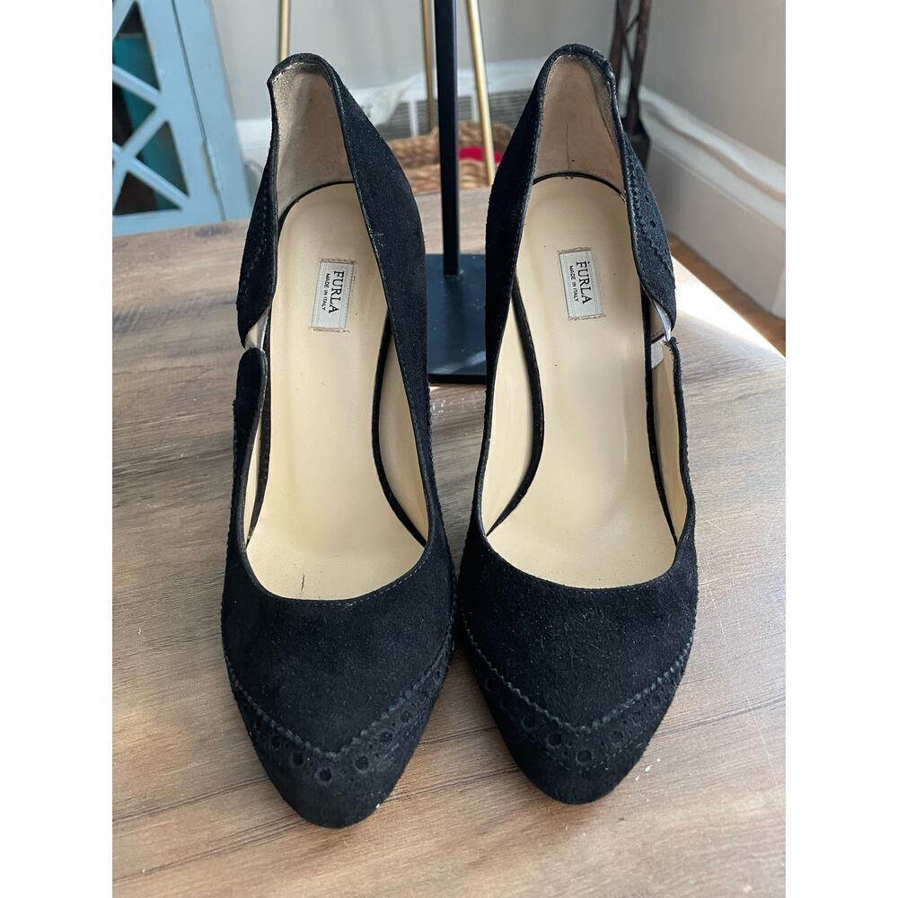 Furla Suede Formal Peek-A-Boo Heels